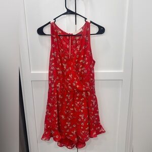 Lush Red Floral Romper